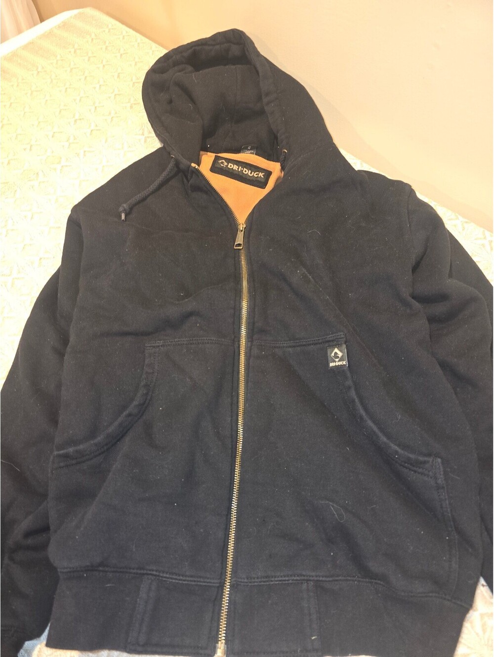 Dri-Duck Black Full Zip Hoodie Sweatshirt Medium